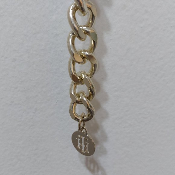 TOMMY HILFIGER TH Gold Chain Easy Clip On Belt Modern Stylish - Picture 5 of 6